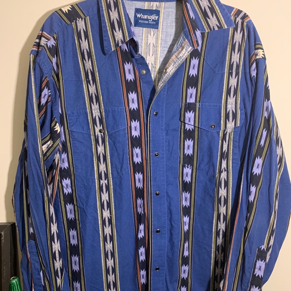 Men’s Western Black Pearl Snap Wrangler Shirt XL
